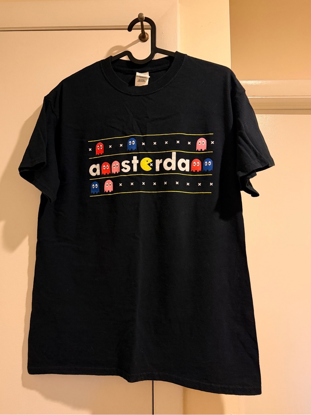 Amsterdam Pac-Man Graphic Vintage Tee in Black